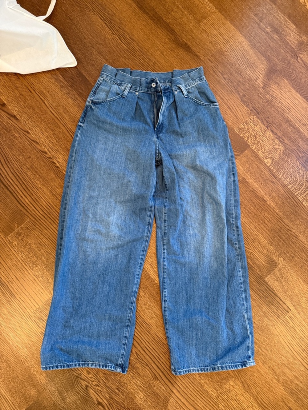 Zara Paperbag High Waisted Blue Denim Jeans - Picture 2 of 4
